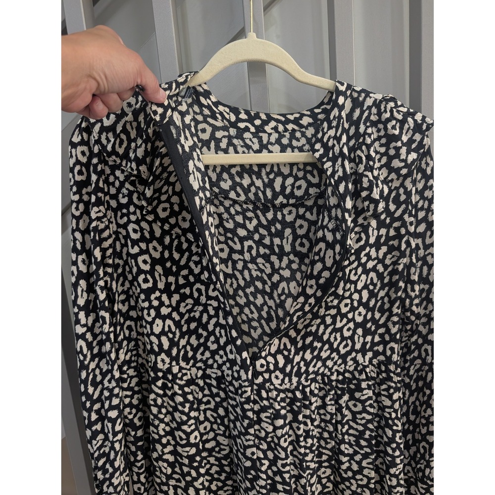 Zara Leopard Print Loose Tiered Babydoll Indie Sleeze Mini Dress M - Picture 7 of 16